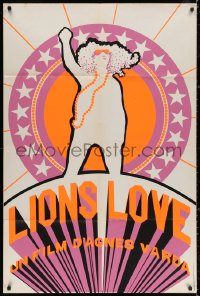 3w1166 LIONS LOVE French 32x47 1969 Agnes Varda's U.S. movie, cool dayglo artwork, very rare!