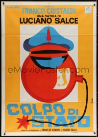 3w1016 COUP D'ETAT Italian 1p 1969 cool Elio Mellino art of bomb wearing officer's cap, ultra rare!