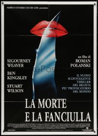 3w1019 DEATH & THE MAIDEN Italian 1p 1995 Polanski, different art of lips & shard of glass, rare!