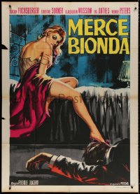 3w0253 ENDSTATION ROTE LATERNE Italian 1p 1963 art of sexy woman in torn dress by dead guy, rare!