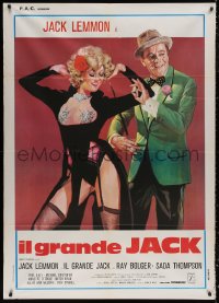 3w1028 ENTERTAINER Italian 1p 1976 art of vaudeville star Jack Lemmon with sexy blonde!
