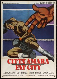 3w1034 FAT CITY Italian 1p 1973 John Huston, wonderful completely different boxing art by Symeoni!