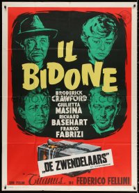 3w0266 IL BIDONE Italian 1p 1955 Federico Fellini, great art of top cast & chained box!