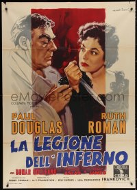 3w0271 JOE MACBETH Italian 1p 1956 different Capitani art of Paul Douglas & Ruth Roman w/knife!
