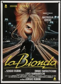 3w1072 LA BIONDA Italian 1p 1993 cool Cecchini art of sexy Nastassja Kinski over scared man on road!