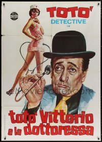 3w1074 LADY DOCTOR Italian 1p R1970s art of detective Toto & scantily clad medic Abbe Lane!