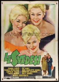 3w0281 LE SVEDESI Italian 1p 1960 great Averardo Ciriello art of three beautiful Swedish blondes!