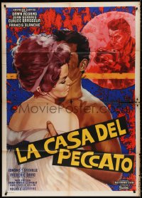 3w1077 LIARS Italian 1p 1961 art of Jean Servais taking photos of cheating Dawn Addams & her lover!