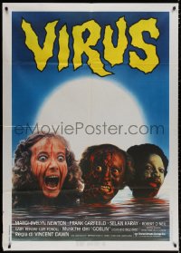 3w1090 NIGHT OF THE ZOMBIES Italian 1p 1981 wacky different image of creepy severed heads, Virus!