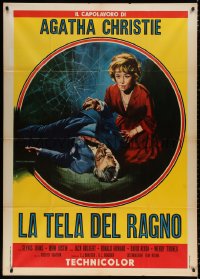 3w0322 SPIDER'S WEB Italian 1p R1971 Piovano art of Glynis Johns & dead body, Agatha Christie!