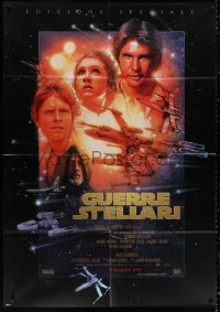 3w1127 STAR WARS advance Italian 1p R1997 George Lucas sci-fi classic, cool art montage by Drew Struzan!