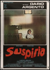 3w1129 SUSPIRIA Italian 1p 1977 classic Dario Argento horror, Stefania Casini cowering in a corner!