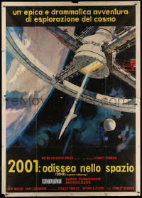 3w0047 2001: A SPACE ODYSSEY Cinerama Italian 2p 1968 Kubrick, art of space wheel by Bob McCall!