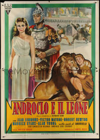 3w0050 ANDROCLES & THE LION Italian 2p 1953 Ciriello art of Victor Mature & Jean Simmons, rare!