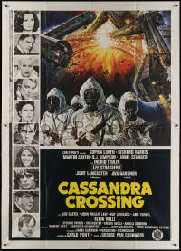 3w0057 CASSANDRA CROSSING Italian 2p 1977 Sophia Loren, Richard Harris, cool quarantined train artwork!