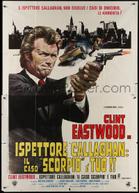 3w0908 DIRTY HARRY Italian 2p 1972 art of Clint Eastwood pointing gun by P. Franco, Don Siegel