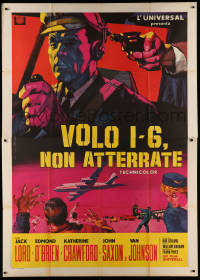 3w0909 DOOMSDAY FLIGHT Italian 2p 1968 Valcarenghi art of gun held to airplane pilot Jack Lord's head