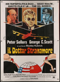 3w0911 DR. STRANGELOVE Italian 2p R1970s Stanley Kubrick classic, cool different art of Peter Sellers!