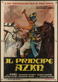 3w0067 DRUMS Italian 2p R1975 cool different Mos art of Sabu on horseback with sword raised!