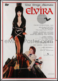 3w0912 ELVIRA MISTRESS OF THE DARK Italian 2p 1989 great image of sexy Cassandra Peterson tied to stake!