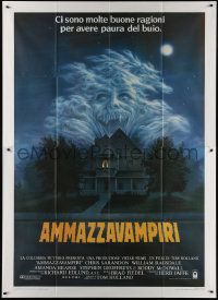 3w0920 FRIGHT NIGHT Italian 2p 1986 Sarandon, McDowall, best classic horror art by Peter Mueller!