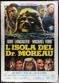 3w0931 ISLAND OF DR. MOREAU Italian 2p 1977 Michael York, mad scientist Burt Lancaster, Sciotti art!