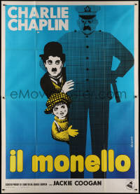 3w0935 KID Italian 2p R1960s great different Leo Kouper art of Charlie Chaplin & Jackie Coogan!
