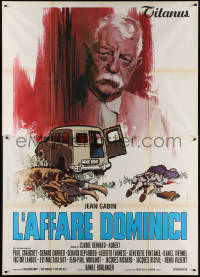 3w0938 L'AFFAIRE DOMINICI Italian 2p 1973 art of old Jean Gabin over dead bodies & car, very rare!