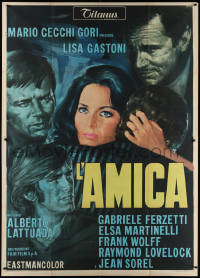 3w0084 L'AMICA Italian 2p R1970s art of sexy Lisa Gastoni surrounded by male suitors!