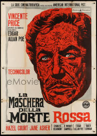3w0947 MASQUE OF THE RED DEATH Italian 2p 1965 cool montage art of Vincent Price, Edgar Allan Poe!