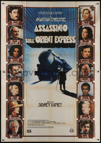 3w0095 MURDER ON THE ORIENT EXPRESS Italian 2p 1974 great different art of train & top cast!