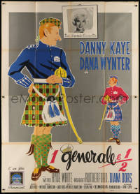 3w0955 ON THE DOUBLE Italian 2p 1961 Timperi art of Scottish Danny Kaye + sexy Diana Dors, rare!