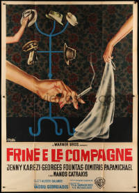 3w0964 RED LANTERNS Italian 2p 1964 Greek prostitutes, Symeoni art of hat rack & cigarette, rare!
