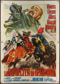 3w0106 REVENGE OF IVANHOE Italian 2p 1965 cool Renato Casaro art of knights battling on horses!