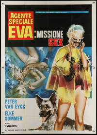 3w0111 SEDUCTION BY THE SEA Italian 2p 1966 Sandro Symeoni art of sexy secret agent Elke Sommer!