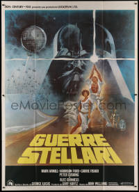 3w0978 STAR WARS Italian 2p R1980s George Lucas classic sci-fi epic, great art by Tom Jung!