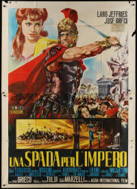 3w0118 SWORD OF THE EMPIRE Italian 2p 1964 cool Piovano artwork of Roman soldiers in battle!