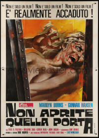3w0980 TEXAS CHAINSAW MASSACRE Italian 2p 1975 Tobe Hooper cult classic, gruesome different art!