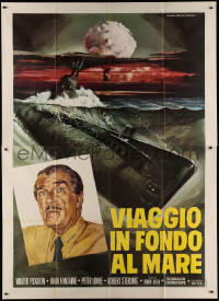3w0986 VOYAGE TO THE BOTTOM OF THE SEA Italian 2p R1971 Piovano art of Walter Pidgeon & submarine!