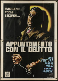 3w0987 WITNESS IN THE CITY Italian 2p 1959 Symeoni art of strangler Lino Ventura, ultra rare!
