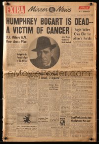3w0552 MIRROR NEWS newspaper January 14, 1957 Humphrey Bogart is a victim of cancer!