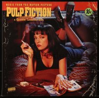 3w0551 PULP FICTION music album flat 1994 Quentin Tarantino, Uma Thurman smoking Lucky Strikes!