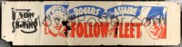 3w0546 FOLLOW THE FLEET paper banner R1940s different art of Fred Astaire & Ginger Rogers, rare!