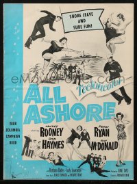 3w0634 ALL ASHORE pressbook 1952 Mickey Rooney, Peggy Ryan, Dick Haymes, Ray McDonald!