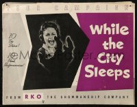 3w0686 WHILE THE CITY SLEEPS pressbook 1956 great image of Lipstick Killer's victim, Fritz Lang noir