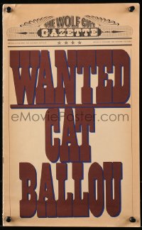 3w0614 CAT BALLOU promo brochure 1965 The Wolf City Gazette wanted/reward poster, Fonda & co-stars!