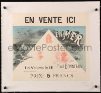 3w1152 EN MER linen 11x13 French advertising poster 1890s Jules Cheret art for the Bonnetain book!