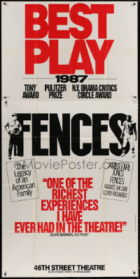 3w0029 FENCES 41x83 stage poster 1987 Broadway winner of Best Play Tony Award & Pulitzer Prize!