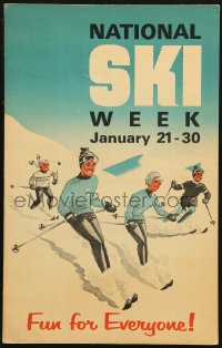 3w0591 NATIONAL SKI WEEK JANUARY 21-30 11x17 special poster 1966 it's fun for everyone, cool art!