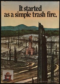 3w0592 SMOKEY BEAR 13x19 special poster 1969 it started as a simple trash fire, very rare!